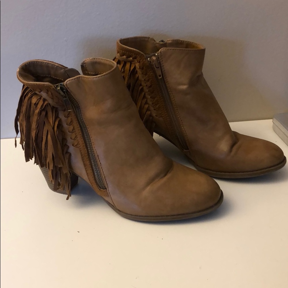 Ankle booties with fringe
